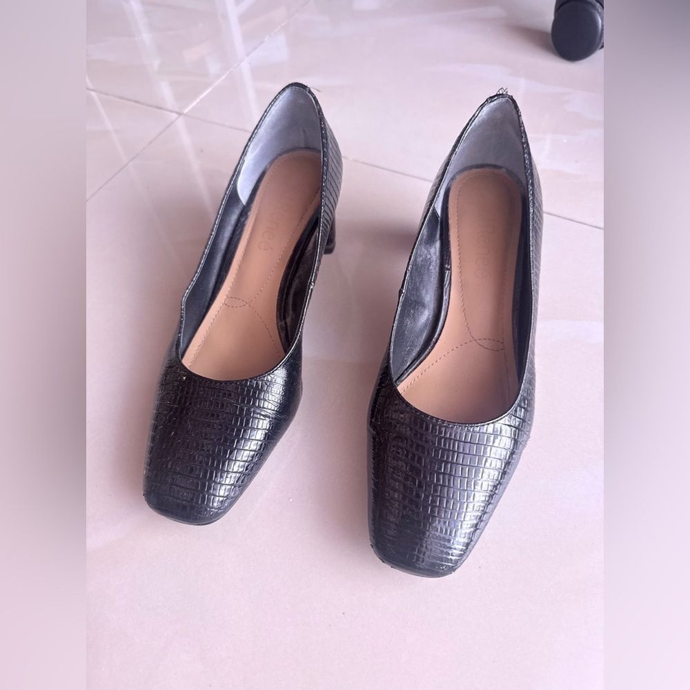 J.Renee Navy Textured Block Heel Shoes